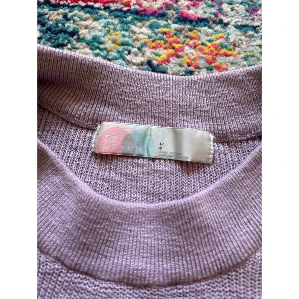 Free People‎ Beach Malibu Solid Surf Lilac Fizz Sweater Size Large